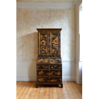 A RARE GEORGE II PERIOD LACQUER BUREAU CABINET